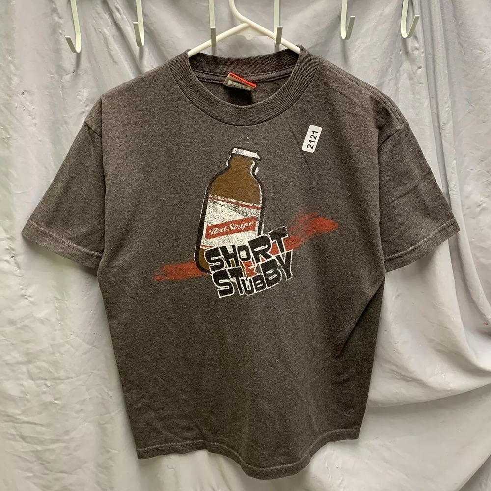 Vintage Red Stripe Shirt Adult Medium Brown Short Sleeve Short & Stunt Men's